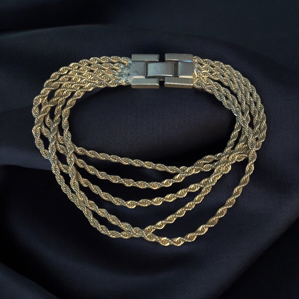 Vintage gold tone multi strand rope chain bracelet - Picture 1 of 6